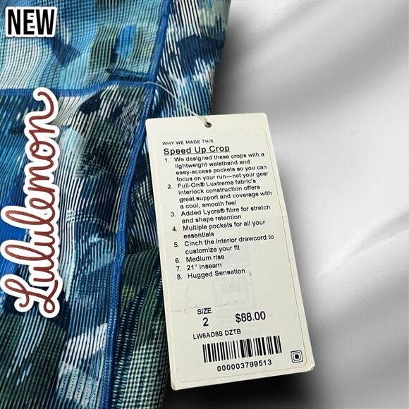 New NWT Lululemon Speed Up Crop 21” Leggings Sun Dazed Multi Blue - Size 2 - Picture 6 of 11